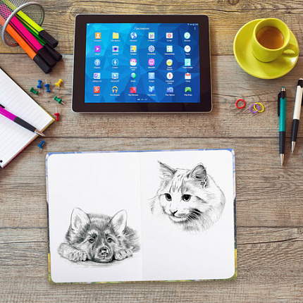 Скетчбук, белая бумага 160 г/м2, 145х203 мм, 64 л., резинка, твердый, BRAUBERG ART CLASSIC "Ван Гог", 114590