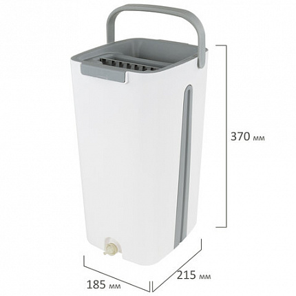 Швабра с отжимом и ведром 11л/9л, двухкамерное, ProClean, насадка из микрофибры карманы с 2-х сторон, белый, LAIMA, 607979