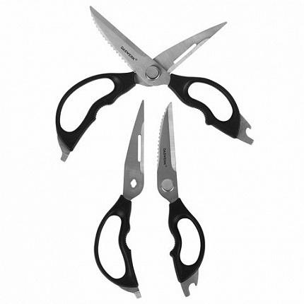 Ножницы кухонные DASWERK (ДАСВЕРК), 230 мм, разборные, с открывашками, зазубренные, 608906