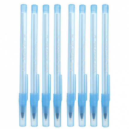 Ручки шариковые BIC "Round Stic", НАБОР 8 шт., СИНИЕ, узел 1 мм, линия письма 0,32 мм, пакет, 928497