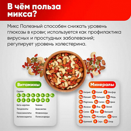 Ореховая смесь сушеная NARMAK "МИКС Полезный" с тыквенными семечками, ягодами годжи, 500 г