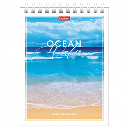 Блокнот МАЛЫЙ ФОРМАТ А6, 40 л., гребень, картон, клетка, HATBER, "Аквалайф", 080473, 40Б6В1гр