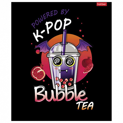 Тетрадь А5, 48 л., HATBER скоба, клетка, глянцевая ламинация, "Bubble tea" (микс в спайке), 089457, 48Т5лВ1