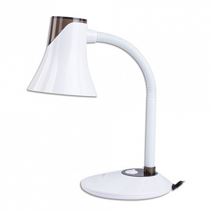 Настольная лампа-светильник SONNEN OU-607, на подставке, цоколь Е27, белый/коричневый, 236680