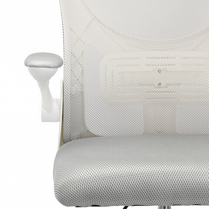 Кресло CROMEX (КРОМЕКС) "Dynamic CH-699", откидные подлокотники, пластик белый, сетка/ткань TW, серое, 533070