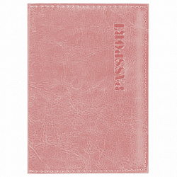 Обложка для паспорта экокожа, мягкая вставка изолон, "PASSPORT", розовая, STAFF "Profit", 238409