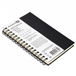 Скетчбук, слоновая кость 140 г/м2 130х210 мм, 80 л., КОЖЗАМ, гребень, BRAUBERG ART CLASSIC, черный, 116475