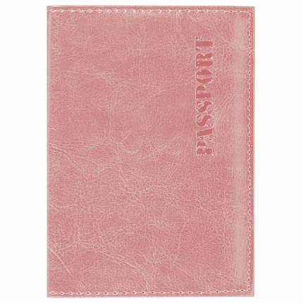 Обложка для паспорта экокожа, мягкая вставка изолон, "PASSPORT", розовая, STAFF Profit, 238409