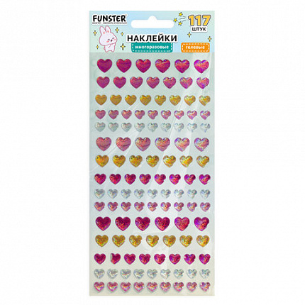 Наклейки гелевые "Яркое ассорти", 17,5х9 см, ассорти 8 видов, FUNSTER (ФАНСТЕР), 666101