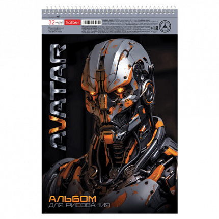 Альбом для рисования А4 32 л., спираль, металлизированный картон, выборочный лак, HATBER, 198х300 мм, "Avatar" (5 видов), 085221, 32А4мтлВсп