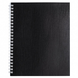 Тетрадь бумвинил, А5, 96 л., гребень, офсет №1, клетка, ЧЕРНАЯ Metallic, HATBER, 059708, 96Т5бвВ1гр