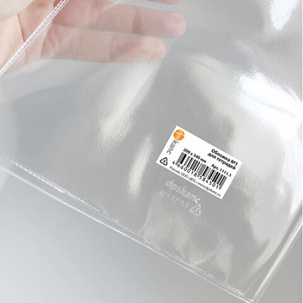 Обложка ПВХ со штрихкодом для тетрадей, ПЛОТНАЯ, 120 мкм, 209х340 мм, прозрачная, 1111.1, 1111,1