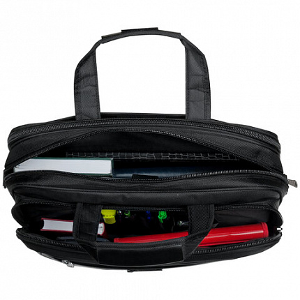 Сумка-портфель BRAUBERG с отделением для ноутбука 15-16", "Quantum", 2 отделения, черная, 41х31х15 см, 240508