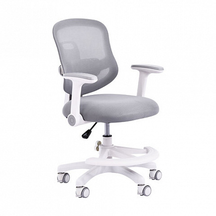 Кресло детское с подставкой для ног BRABIX KIDS "MG-215", сетка/ткань TW, серое, 533313