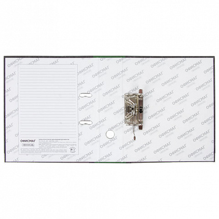 Папка-регистратор ОФИСМАГ, фактура стандарт, с мраморным покрытием, 75 мм, зеленый корешок, 225585