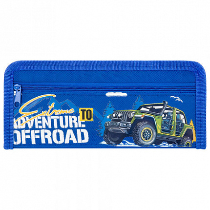 Пенал ЮНЛАНДИЯ ЮНИОР, 2 отделения, полиэстер, "Offroad", 21х8х6 см, 273813