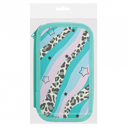 Пенал ЮНЛАНДИЯ, 2 отделения, ламинированный картон, блестки, 19х11 см, "Trendsetter", 271537