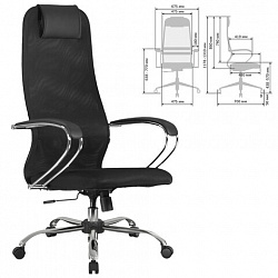 Кресло BRABIX PREMIUM "Ultimate EX-800" хром, плотная двойная сетка Х2, черное, 532911