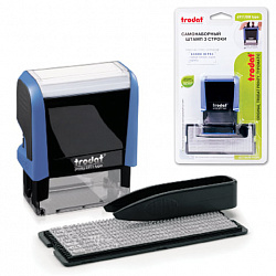 Штамп самонаборный 3-строчный, оттиск 38х14 мм, синий без рамки, TRODAT 4911 P4, КАССА В КОМПЛЕКТЕ, 43199