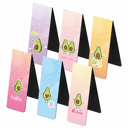 Закладки для книг МАГНИТНЫЕ, "АССОРТИ 5 ДИЗАЙНОВ МИКС", набор 6 штук, 60x20 мм, FUNSTER, 116652