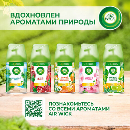 Сменный баллон 250 мл, AIRWICK "Анти-табак. Апельсин/бергамот", для автоматических освежителей, универсальный, 224392