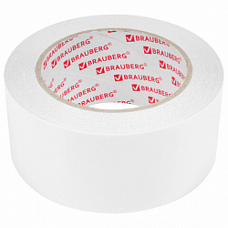 Клейкая двухсторонняя лента 50 мм х 25 м, ПОЛИПРОПИЛЕНОВАЯ ОСНОВА, 90 мкм, BRAUBERG, 600480