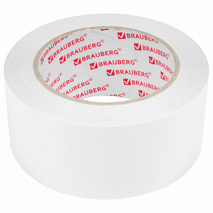 Клейкая двухсторонняя лента 50 мм х 25 м, ПОЛИПРОПИЛЕНОВАЯ ОСНОВА, 90 мкм, BRAUBERG, 600480