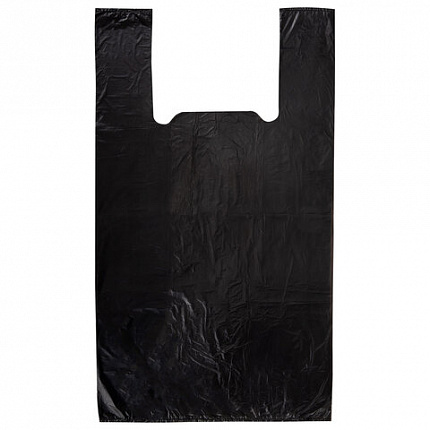 Пакет "майка" КОМПЛЕКТ 100 штук, 28+15х55, ПНД черный, 15 мкм, LAIMA, 700788