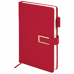 Ежедневник недатированный, А5, 143х210 мм, BRAUBERG "Dainty", под кожу, магнитная застежка, 160 л., красный, 117142