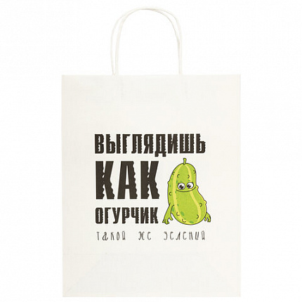 Пакет подарочный (1 штука) 26х13х32 см (L) "Man Funny Notes", ассорти, крафт, ЗОЛОТАЯ СКАЗКА, 700823