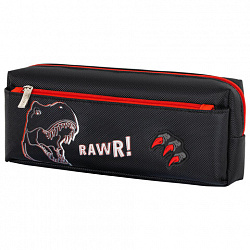 Пенал мягкий BRAUBERG, 2 отделения, полиэстер, "Roar", черный, 21х9х6 см, 272347