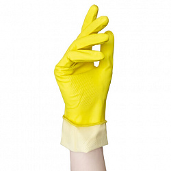 Перчатки МНОГОРАЗОВЫЕ латексные AVIORA, размер 8-9, L (большой), желтые, вес 36 г, 402-568