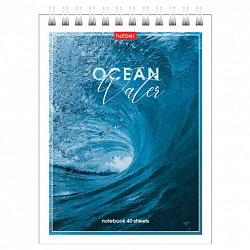 Блокнот МАЛЫЙ ФОРМАТ А6, 40 л., гребень, картон, клетка, HATBER, "Аквалайф", 080473, 40Б6В1гр