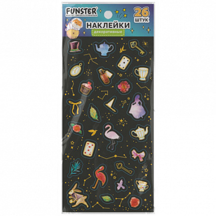 Наклейки декоративные "Black edition", 17,5х9 см, ассорти 6 видов, FUNSTER (ФАНСТЕР), 666100