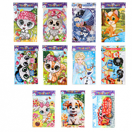 Фигурная мозаика из ЭВА, АССОРТИ 12 видов, 21х30 см, на картоне, МУЛЬТИ АРТ, 5919