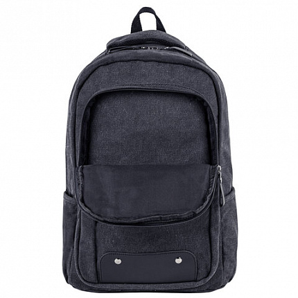 Рюкзак BRAUBERG DELTA универсальный, 2 отделения, холщовый, "Pulse", темно-серый, 44х30х14 см, 225296