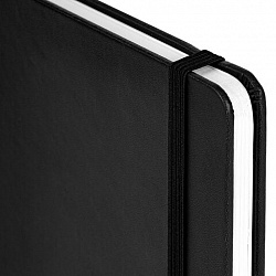 Блокнот А5 138x213 мм, BRAUBERG "Basic", под кожу, 80 л., клетка, черный, 116227