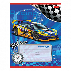 Тетрадь 12 л., HATBER, косая линия, обложка картон, "Спортивные авто" (микс в спайке), 013954, 12Т5В6