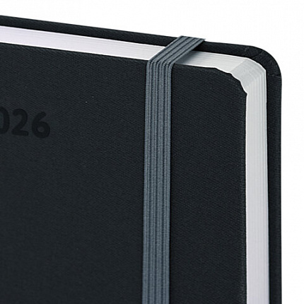 Ежедневник датированный 2026 А5 138x213 мм, BRAUBERG "Mosaic", под кожу, карман для ручки, черный, 117114