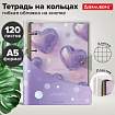 Тетрадь на кольцах А5 180х220, 120л, гибкий пластик, клапан, стикеры, BRAUBERG STYLISH, Город, 405227