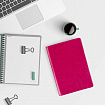Бизнес-тетрадь на гребне А5 148x218 мм, BRAUBERG "Office PRO", под кожу, клетка, 80 л., розовая, 111042