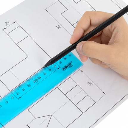 Линейка пластиковая 30 см, ПИФАГОР, прозрачная, неоновая, ассорти, 210840
