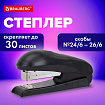 Степлер №24/6, №26/6 BRAUBERG "UNIVERSAL+", до 30 листов, полнозагрузочный,на 150 скоб, черный, 272719