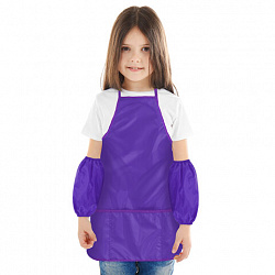 Фартук с нарукавниками для уроков труда ПИФАГОР, 3 кармана, стандартный размер, 44x55 см, фиолетовый, 273752
