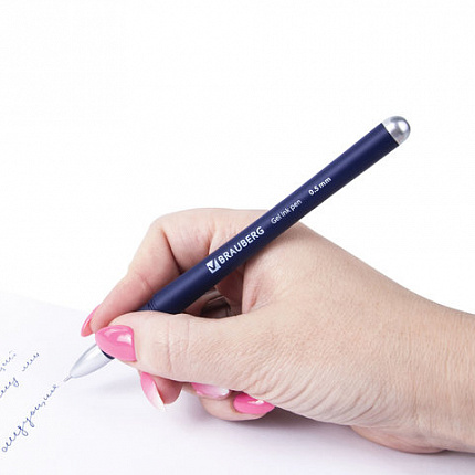 Ручка гелевая с грипом BRAUBERG "Impulse", СИНЯЯ, игольчатый узел 0,5 мм, линия письма 0,35 мм, 141182