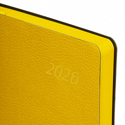 Ежедневник датированный 2026 А5 138x213 мм, BRAUBERG "Stylish", под кожу, гибкий, желтый, 117101