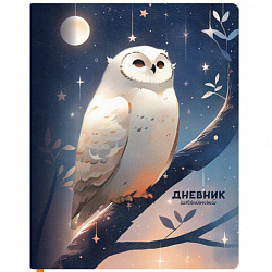 Дневник 1-11 класс 48 л., кожзам (твердая с поролоном), печать, наклейки, BRAUBERG, "Сова", 106947