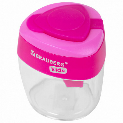 Точилка BRAUBERG KIDS "MAXI", 2 отверстия, с большим контейнером, трехгранный корпус, цвета ассорти, 271945