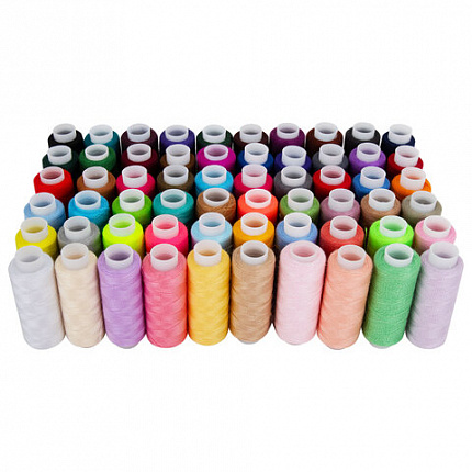 Нитки швейные 40/2, 200 м, полиэстер, НАБОР 60 цветов, DEVELIA (Девелиа), 609629
