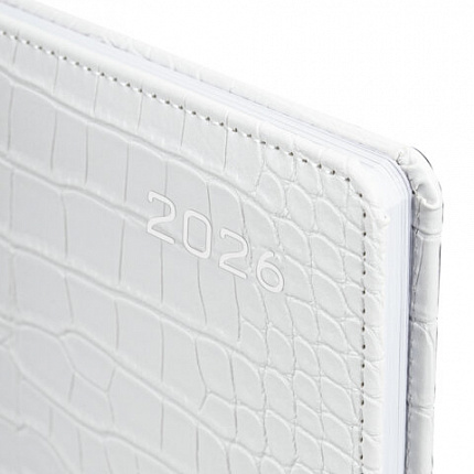 Еженедельник датированный 2026 А5 145х215 мм, BRAUBERG "Party", под кожу, белый, 117179